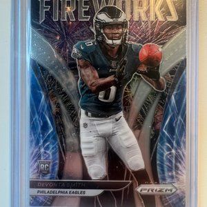 2021 Panini Prizm Devonta Smith RC Fireworks #F-12 Philadelphia Eagles Rookie